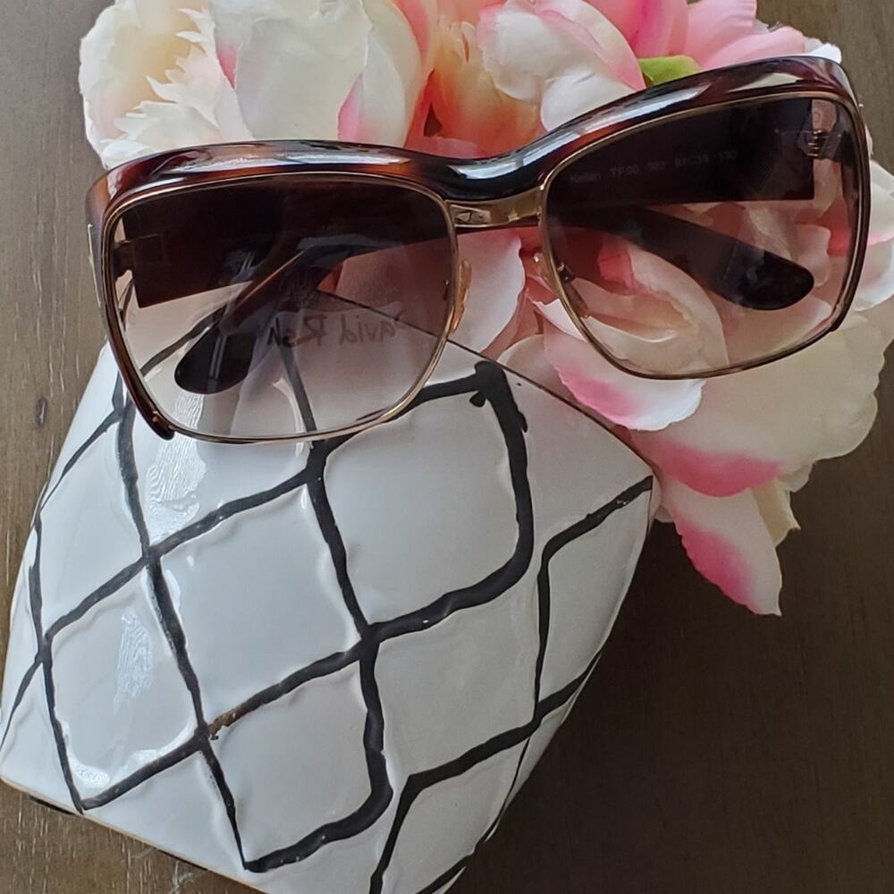 Tom Ford "Kellan" Tortoise Rectangle Wrap Sunglas… - image 5